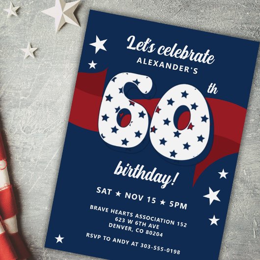 60e Verjaardagsfeest Patriottisch Rood Wit Blauw S Kaart