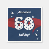 60e Verjaardagsfeest Patriottisch Rood Wit Blauw S Servet (Voorkant)