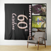 60e verjaardagsfeest, roze gouden glitter & 3 foto wandkleed (In Situ (horizontaal))