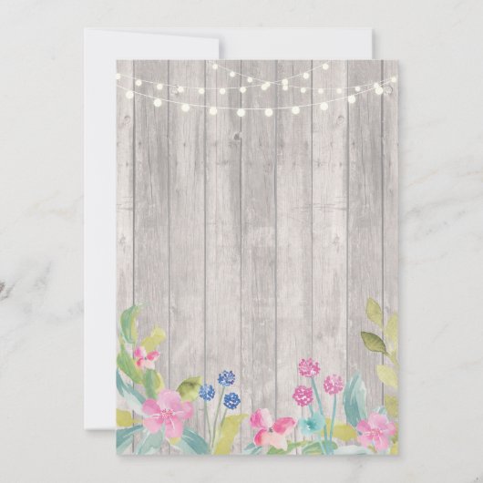 60e verjaardagsfeest rustiek hout bloem 40e uitnod kaart (Achterkant)