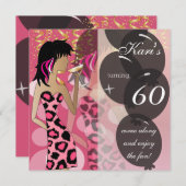60e Verjaardagsfeest | Sjabloon | Doe-het-zelf Kaart (Voorkant / Achterkant)
