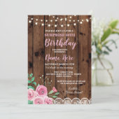 60e Verjaardagsfeest Verrassing Bloemen Roze Uitno Kaart (Staand voorkant)