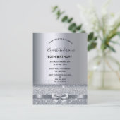 60e verjaardagsfeest zilveren glinsterende uitnodi briefkaart (Staand voorkant)