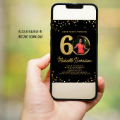 60e verjaardagsfeest Zwart Goud Confetti Foto Kaart