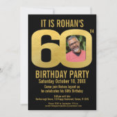 60e Verjaardagsfeest zwart goud nu foto Kaart (Voorkant)