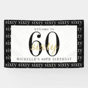 60e Verjaardagsfeest Zwart Wit Goud Achtergrond Spandoek