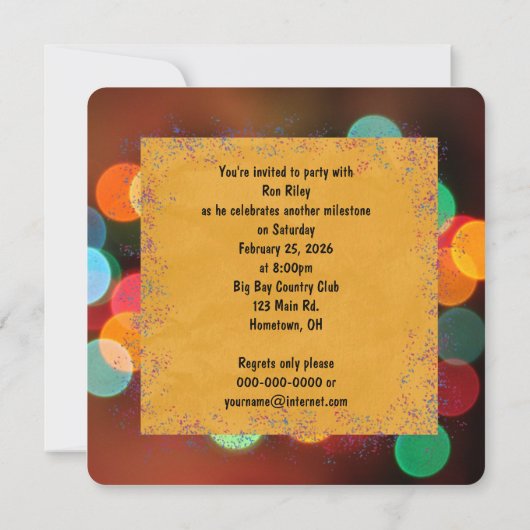 60e verjaardagsfeestje Bash Kaart (Achterkant)