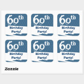 60e Verjaardagsfeestje Blauw Patroon Midnight en N Vierkante Sticker (Vel)