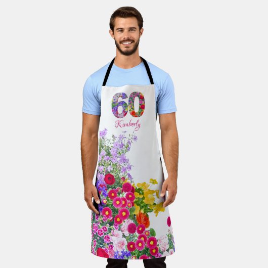 60e verjaardagsfeestje Bloemen Boeket schort (Gedragen)