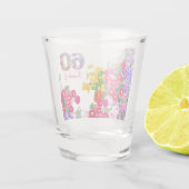 60e verjaardagsfeestje bloemen boeket schot glas (Achterkant)
