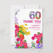60e verjaardagsfeestje bloemenboeket dank u kaart (Voorkant)