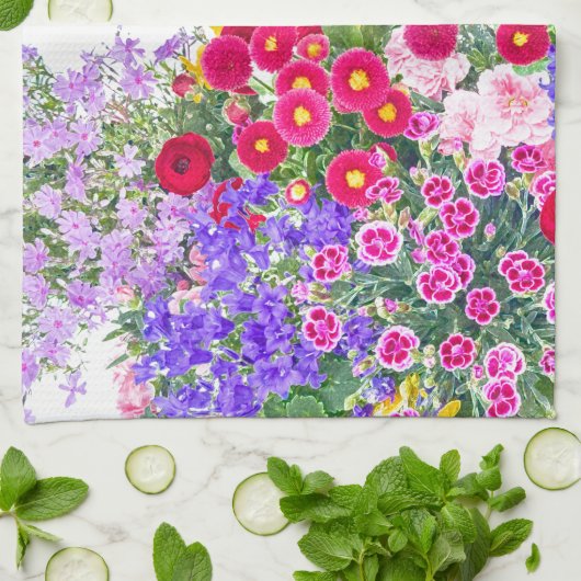 60e verjaardagsfeestje bloemenboeket keukenhanddoe theedoek (Gevouwen)