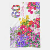 60e verjaardagsfeestje bloemenboeket keukenhanddoe theedoek (Verticaal)