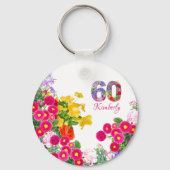 60e verjaardagsfeestje bloemenboeket sleutelhanger (Achterkant)