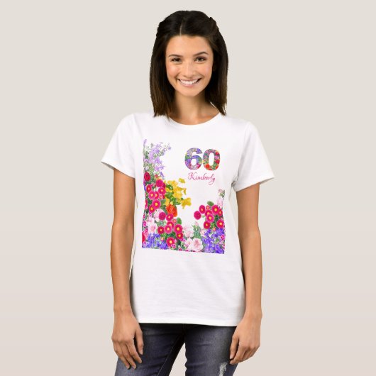 60e verjaardagsfeestje Bloemengast van eer T-shirt (Voorkant volledig)