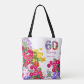 60e verjaardagsfeestje Bloemengasten gunsten canva Tote Bag (Achterkant)