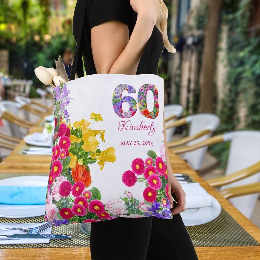 60e verjaardagsfeestje Bloemengasten gunsten canva Tote Bag