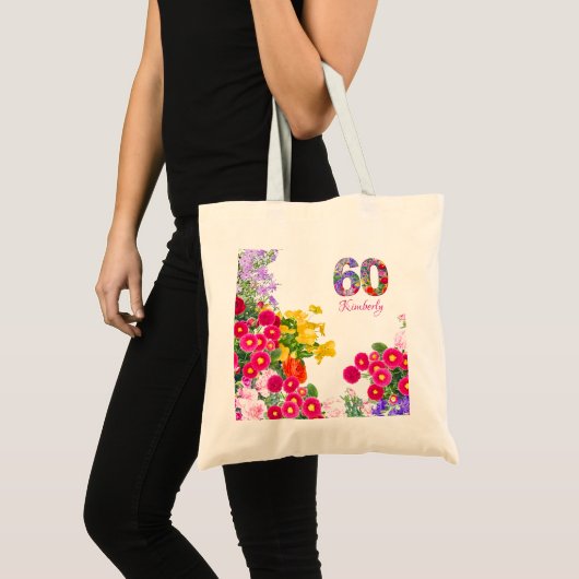60e verjaardagsfeestje Bloemengasten gunsten canva Tote Bag (Voorkant (product))