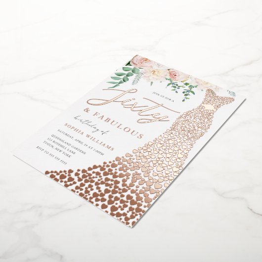 60e verjaardagsfeestje echt Roos goudfolie uitnodi Folie Uitnodiging (Gedraaid)