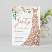 60e verjaardagsfeestje echt Roos goudfolie uitnodi Folie Uitnodiging (Staand Voorkant)