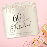 60e verjaardagsfeestje Glitter Gold Kartonnen Onderzetters<br><div class="desc">Elegant en chique 60e verjaardagsfeestje onderzetter met "60 & Fabulous" in een stijlvol script,  een gouden faux folie achtergrond en gouden faux glitter druppelen van de top. Je kunt personaliseren met haar naam en datum van het feest.</div>