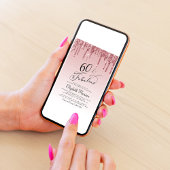 60e verjaardagsfeestje Glitter Roos Goud Roze Kaart