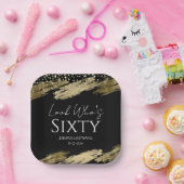 60e verjaardagsfeestje Gold Black Look Who's Papieren Bordje (Feest)