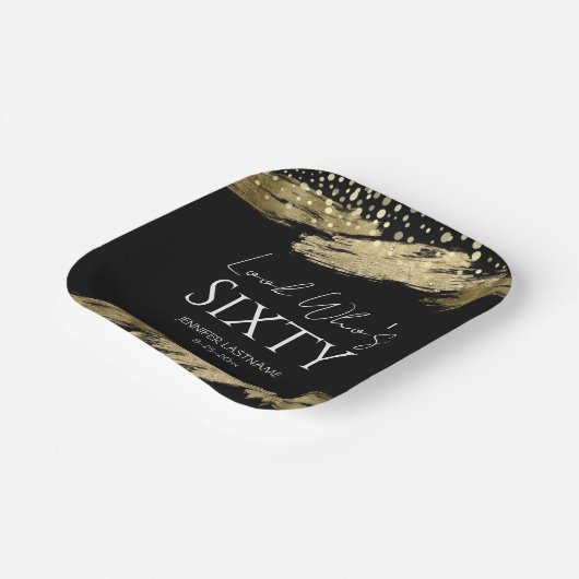 60e verjaardagsfeestje Gold Black Look Who's Papieren Bordje (Gebogen)