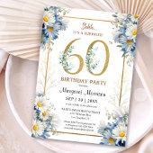 60e verjaardagsfeestje Goud Elegant Daisy Floral Kaart