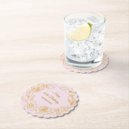 60e verjaardagsfeestje Goud Roos Blush Roze Kartonnen Onderzetters (Insitu)