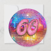 60e verjaardagsfeestje Gouden Roze Glitter Disco B Kaart (Achterkant)