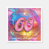 60e verjaardagsfeestje Gouden Roze Glitter Disco B Servet (Voorkant)