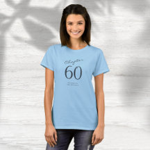 60e verjaardagsfeestje grijs script blauw