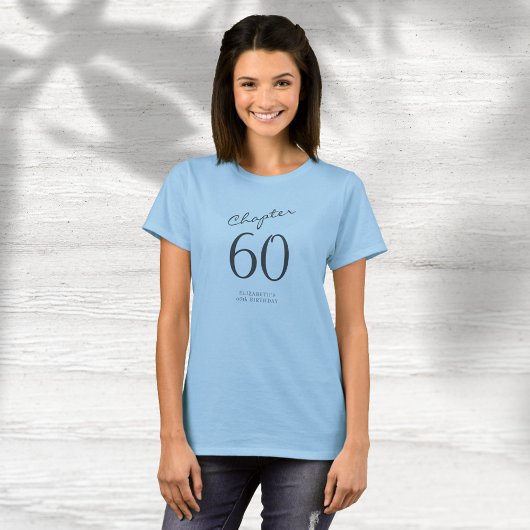 60e verjaardagsfeestje grijs script blauw t-shirt