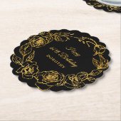 60e verjaardagsfeestje Luxe Goud Roos Bloemen Zwar Kartonnen Onderzetters (Gekanteld)