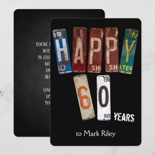 60e verjaardagsfeestje-oude licentie borden kaart (Voorkant / Achterkant)