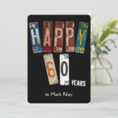 60e verjaardagsfeestje-oude licentie borden kaart (Staand voorkant)