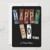 60e verjaardagsfeestje-oude licentie borden kaart (Voorkant)