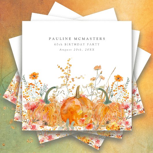 60e verjaardagsfeestje pompoen Wildflower Custom Servet