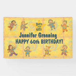 60e verjaardagsfeestje Retro geboren in de jaren 6 Spandoek