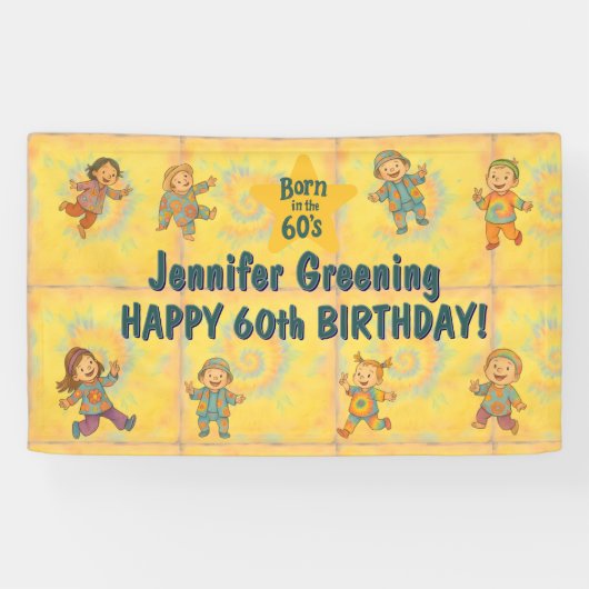 60e verjaardagsfeestje Retro geboren in de jaren 6 Spandoek (Horizontaal)