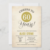 60e verjaardagsfeestje Retro Goud Zwart Wit Kaart (Voorkant)
