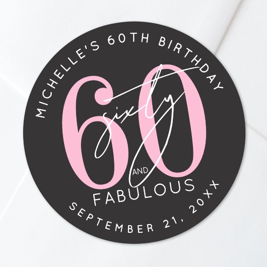 60e verjaardagsfeestje ronde sticker