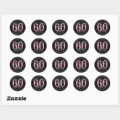 60e verjaardagsfeestje ronde sticker (Vel)