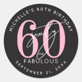 60e verjaardagsfeestje ronde sticker (Voorkant)