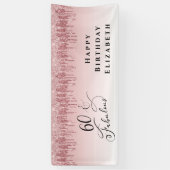 60e verjaardagsfeestje Roos Goud Roze Glitter Spandoek (Verticaal)