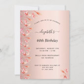60e verjaardagsfeestje roos gouden roze bloemstukk kaart (Voorkant)