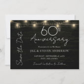 60e verjaardagsfeestje Rustieke houten lichten Save The Date (Voorkant)