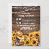 60e verjaardagsfeestje rustieke houten zonnebloem kaart (Voorkant)