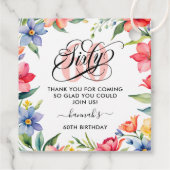 60e verjaardagsfeestje Waterverf Bloemen Bedankjes Labels (Achterkant)